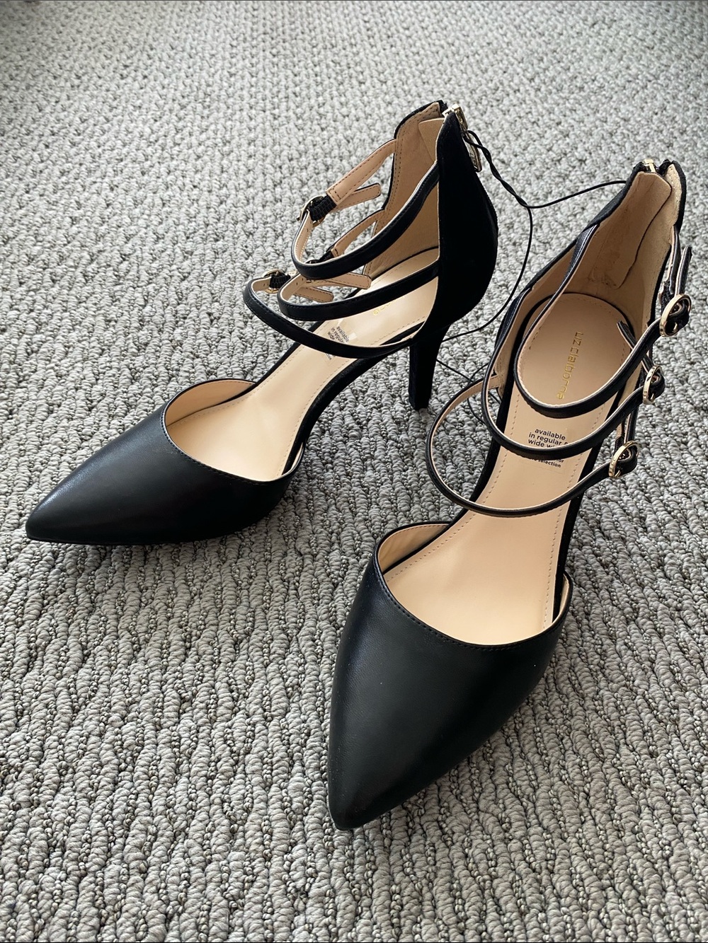 Liz Claiborne Black Pointed Toe Triple-Strap Stiletto Heels